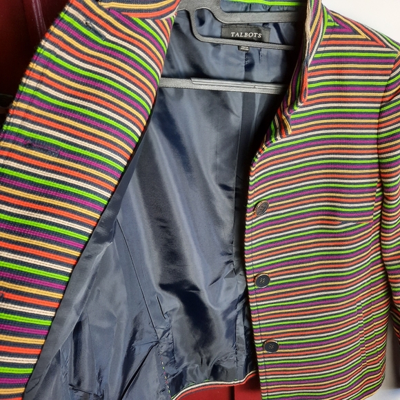 Talbots Multicolored Striped Blazer Sz 2 - Picture 4 of 7